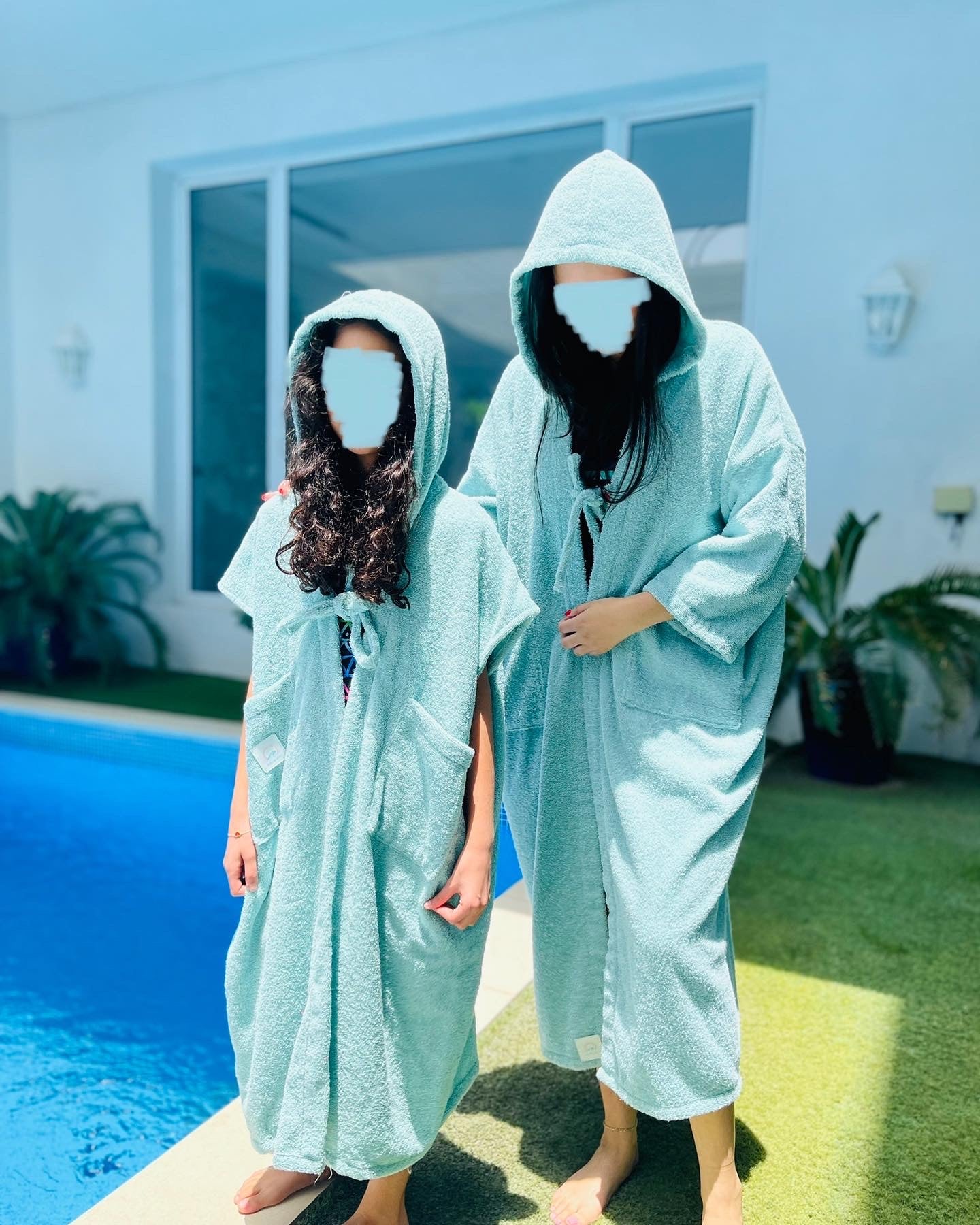 Women's Pastel Blue Shell Bisht
