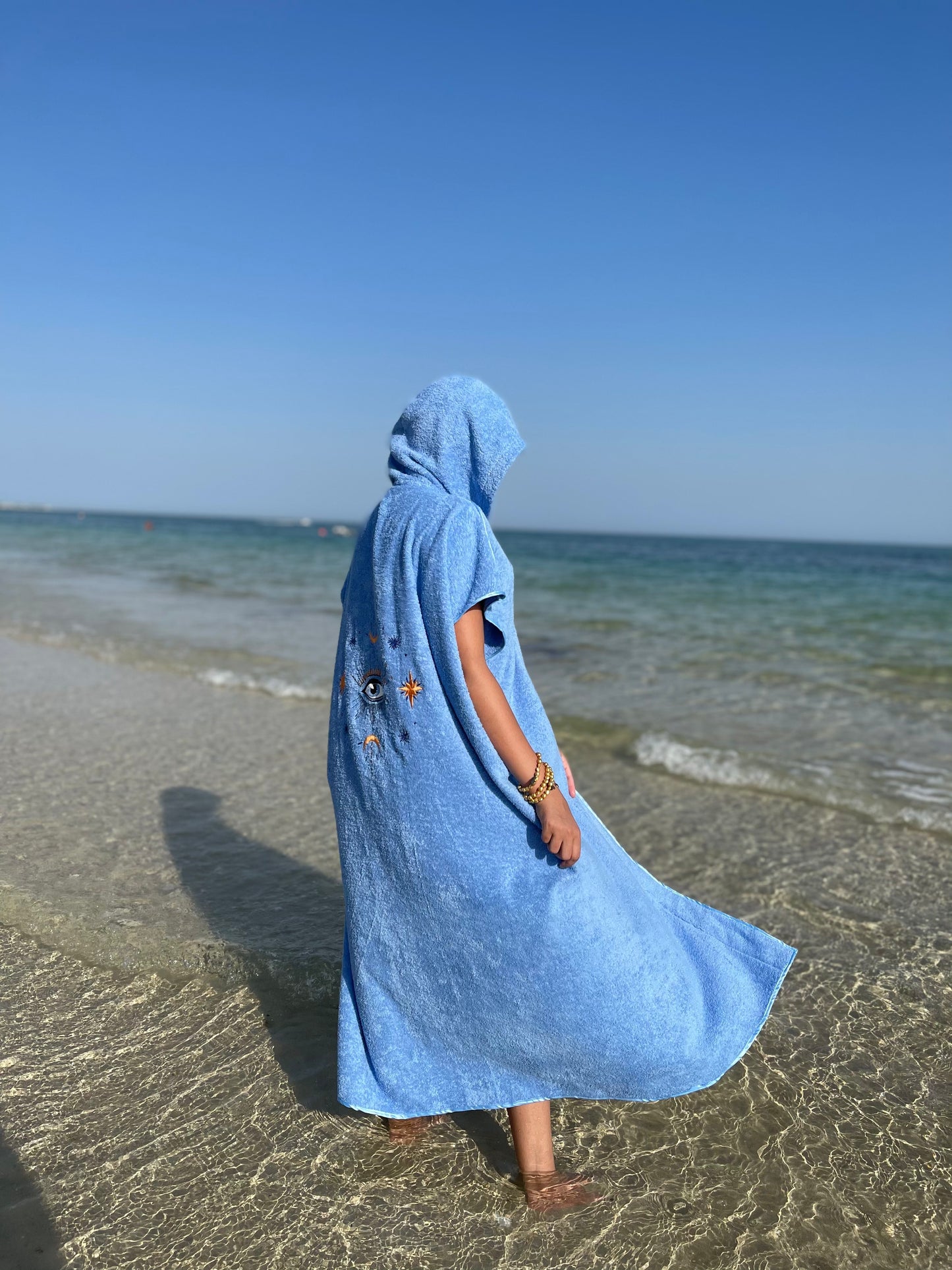 Women's Magical Eye Sky Blue Bisht
