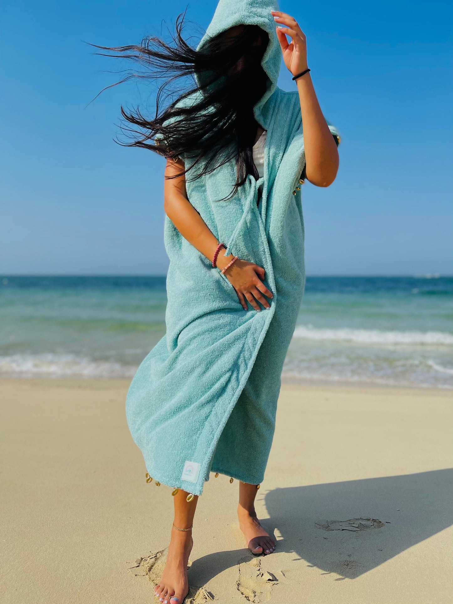 Women's Tiffany Blue Bisht with Gold Shells