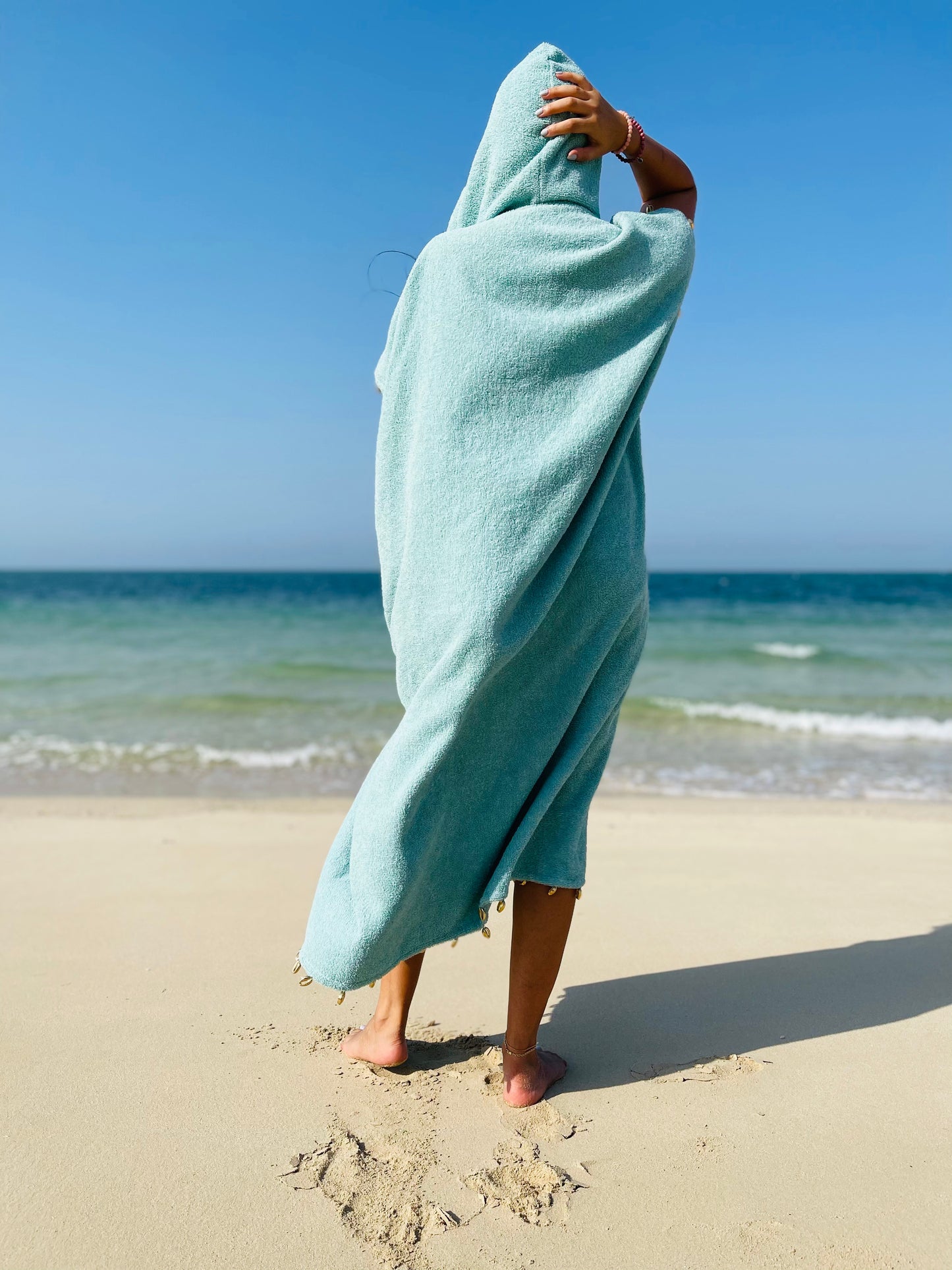 Women's Tiffany Blue Bisht with Gold Shells