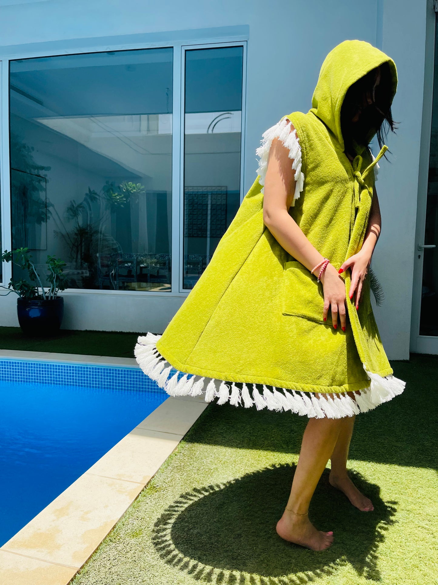 Women's Green Tassel Bisht