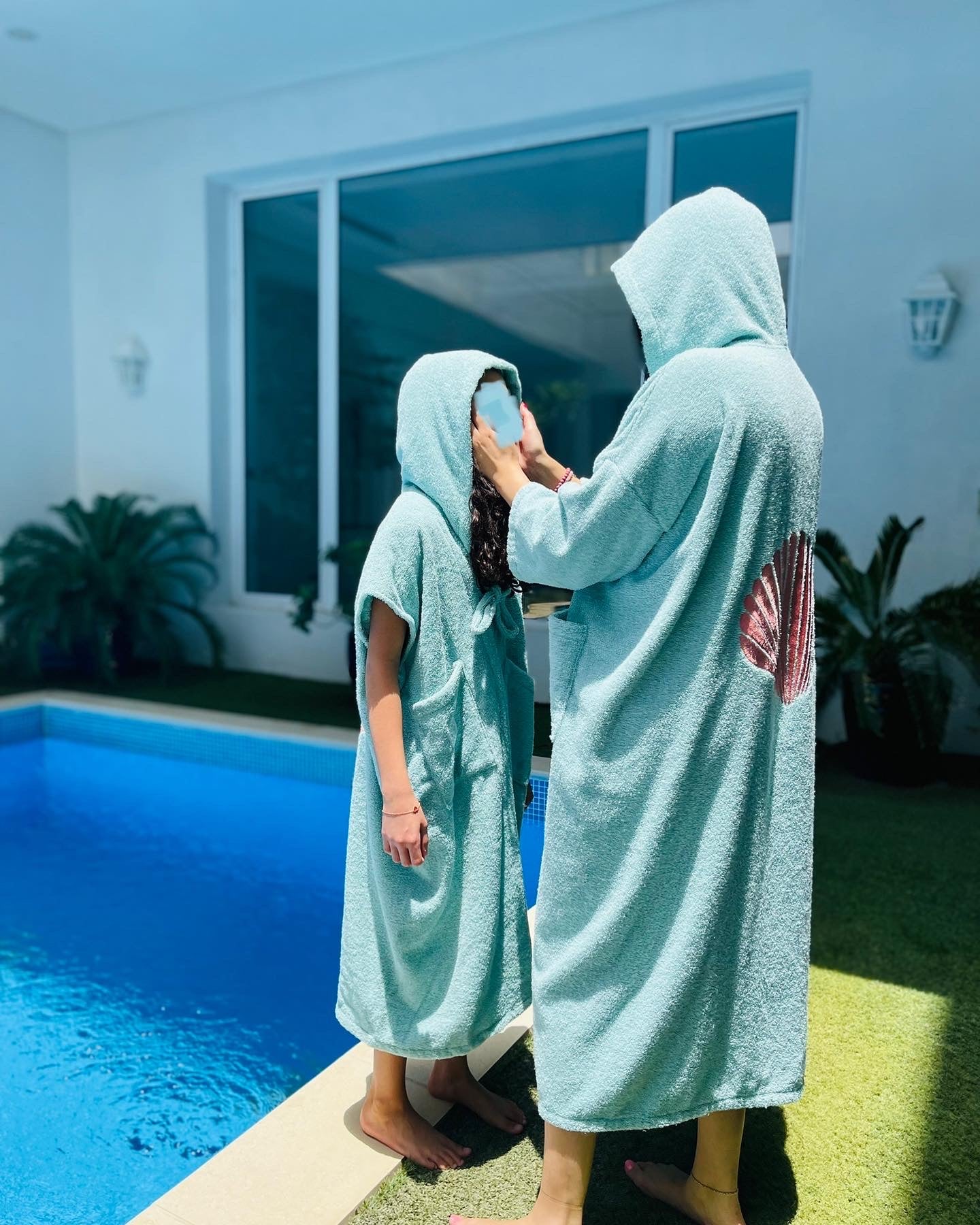 Women's Pastel Blue Shell Bisht
