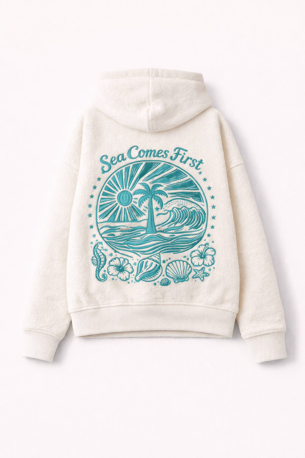 White 'Sea Comes First' Hoodie