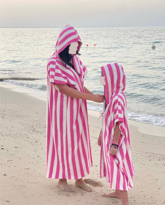 Kids' Pink & White Striped Bisht