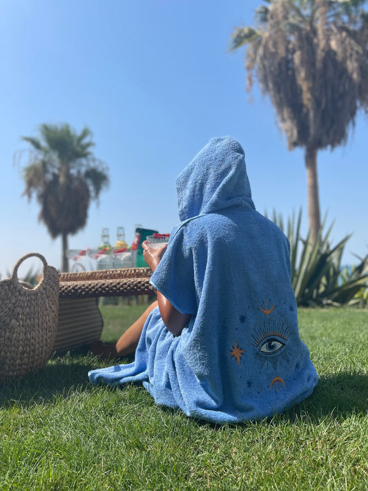 Women's Magical Eye Sky Blue Bisht