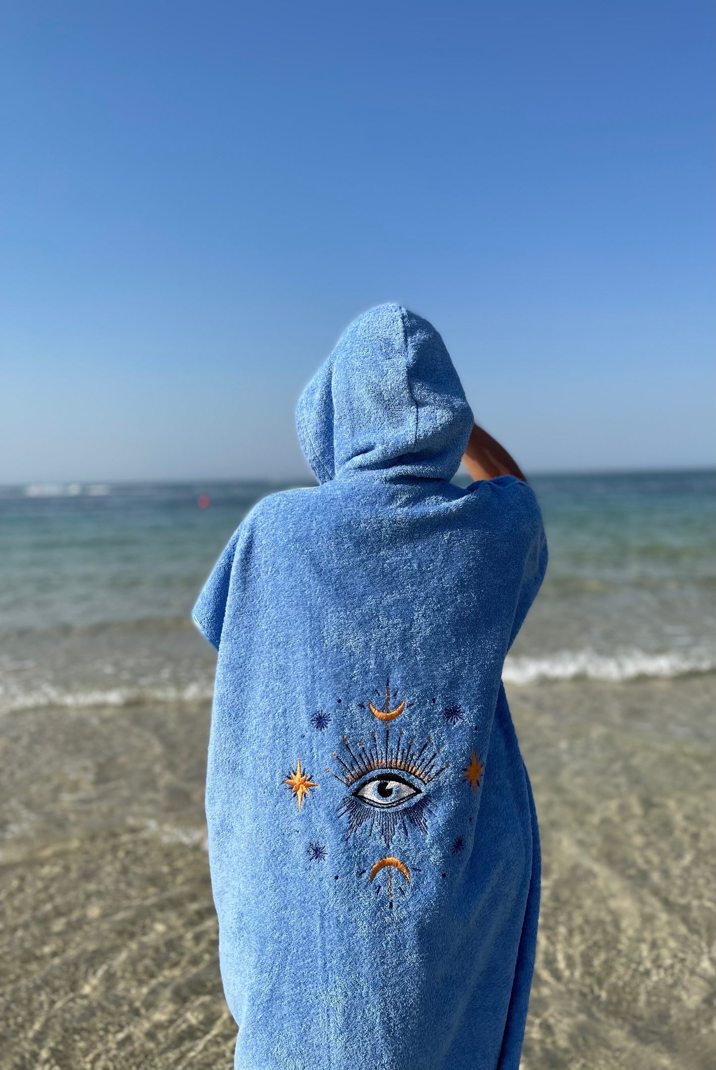 Women's Magical Eye Sky Blue Bisht