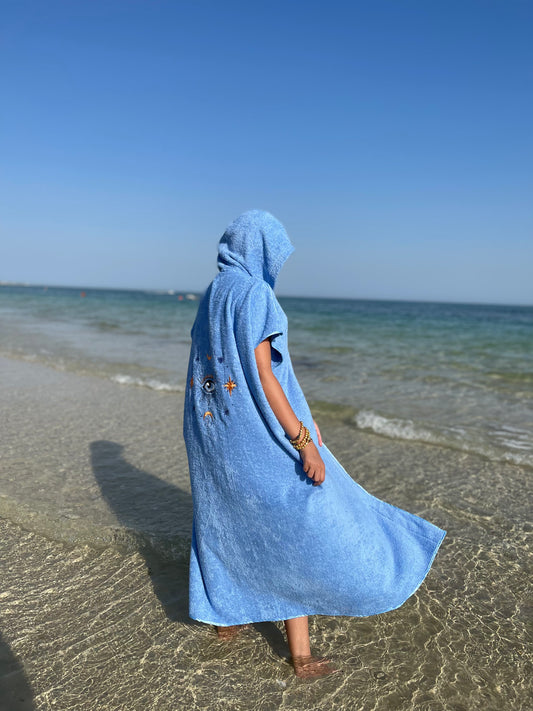 Women's Magical Eye Sky Blue Bisht