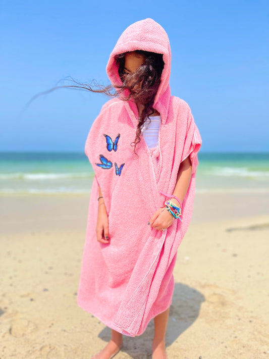Kids' Pink Butterflies Bisht