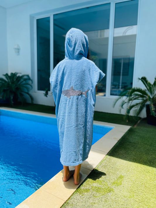 Kids' Blue Shark Bisht